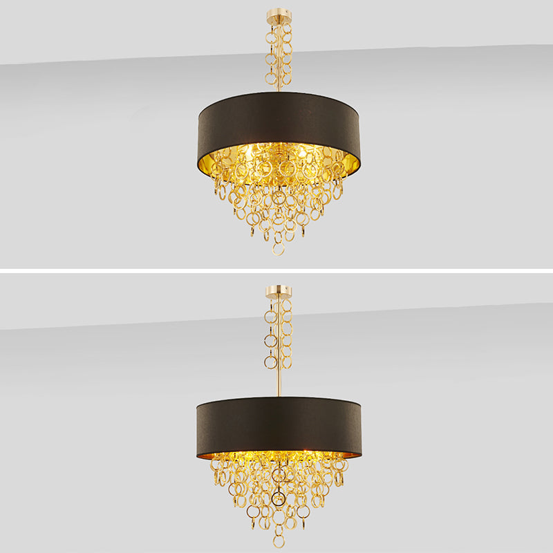 Simplicity Circular Chandelier Light Fixture Metal Living Room Ceiling Pendant Light in Black