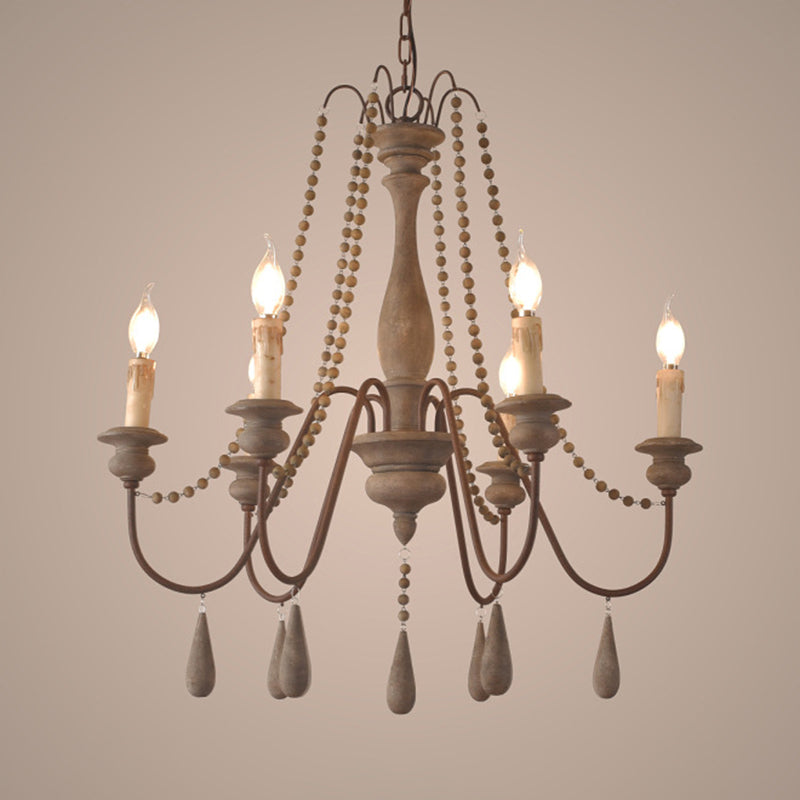 Traditioneller rustikaler Stil aus Holzleuchten mit Multi-Lights Candlestick Design Lighting Fixture mit Schwanenhalsrostarm