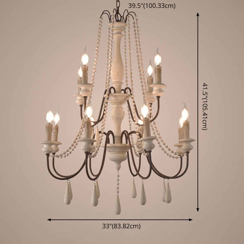 Traditioneller rustikaler Stil aus Holzleuchten mit Multi-Lights Candlestick Design Lighting Fixture mit Schwanenhalsrostarm