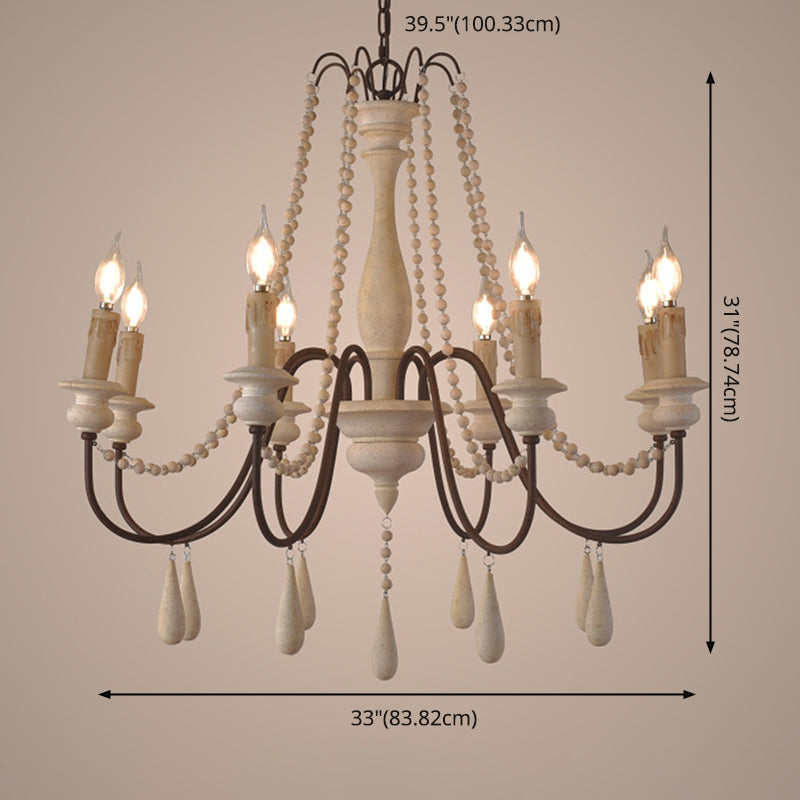 Traditioneller rustikaler Stil aus Holzleuchten mit Multi-Lights Candlestick Design Lighting Fixture mit Schwanenhalsrostarm