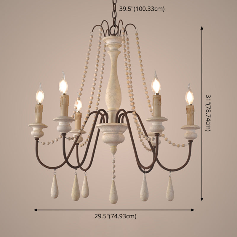 Traditioneller rustikaler Stil aus Holzleuchten mit Multi-Lights Candlestick Design Lighting Fixture mit Schwanenhalsrostarm