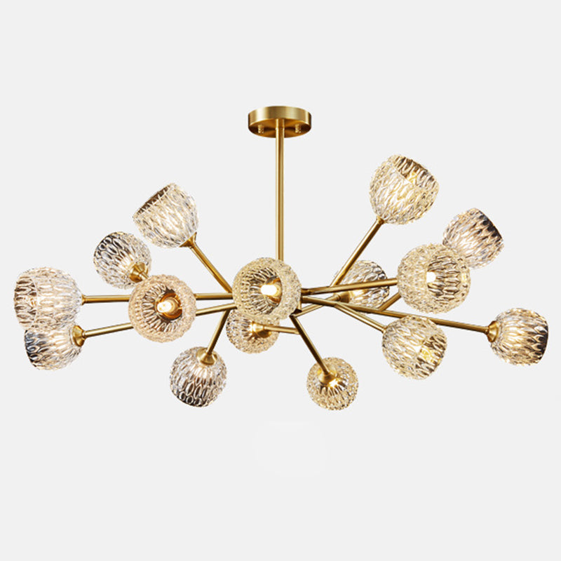 Alcance completo de la iluminación de cristal de cobre Candelera molecular de estilo moderno para sala de estar