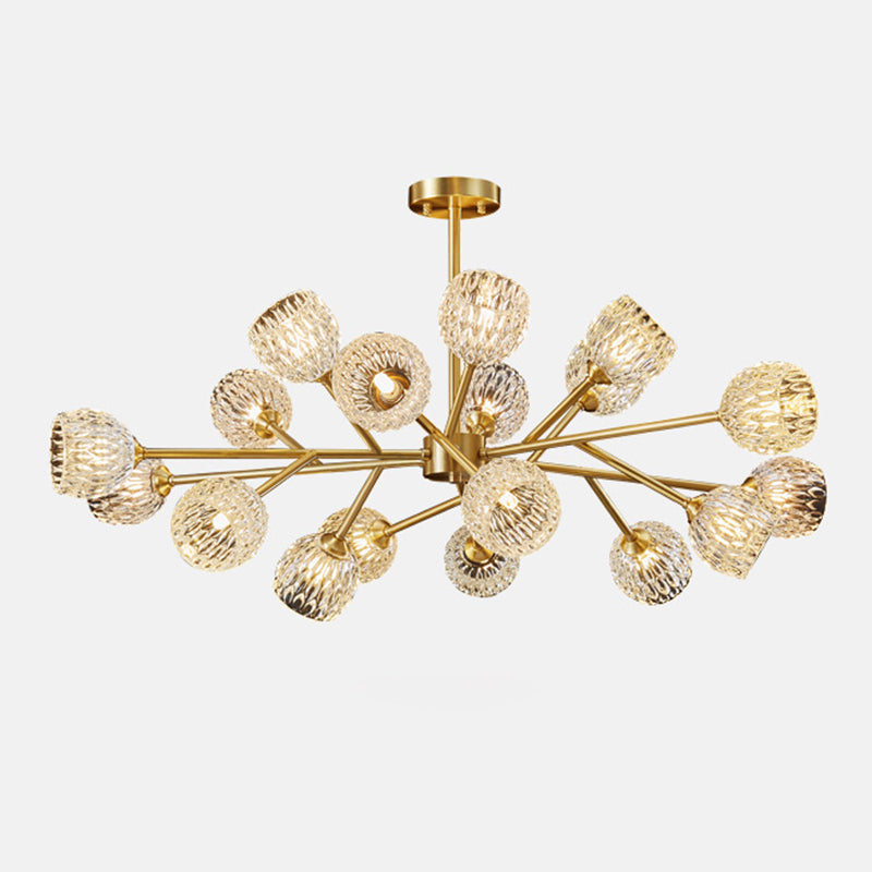 Alcance completo de la iluminación de cristal de cobre Candelera molecular de estilo moderno para sala de estar