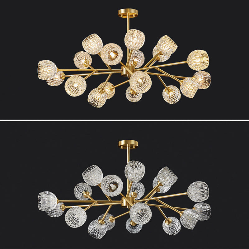 Alcance completo de la iluminación de cristal de cobre Candelera molecular de estilo moderno para sala de estar