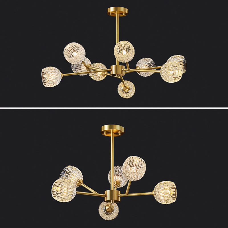 Alcance completo de la iluminación de cristal de cobre Candelera molecular de estilo moderno para sala de estar