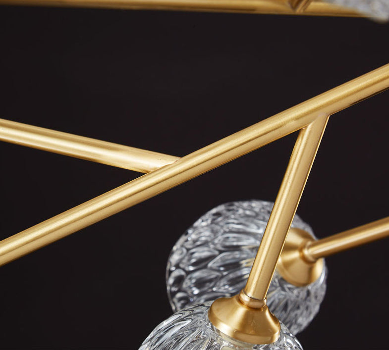Alcance completo de la iluminación de cristal de cobre Candelera molecular de estilo moderno para sala de estar