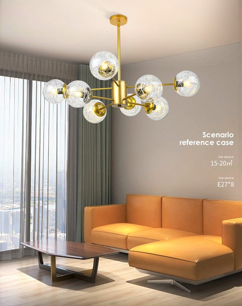 Aluminio Bola de vidrio de vidrio Molecular Estilo nórdico Minimalismo Luz colgante para comedor