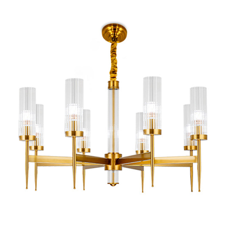 Cilíndrico de metal Candelier Chandelier Contemporáne de lámpara de lámpara de lámpara en oro