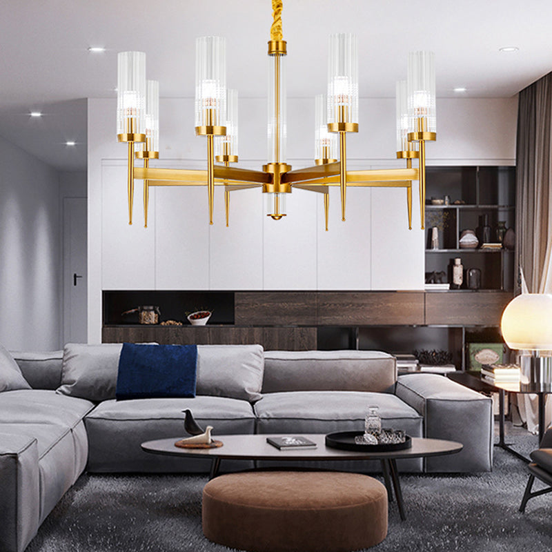 Cilíndrico de metal Candelier Chandelier Contemporáne de lámpara de lámpara de lámpara en oro