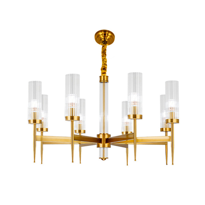 Cilíndrico de metal Candelier Chandelier Contemporáne de lámpara de lámpara de lámpara en oro