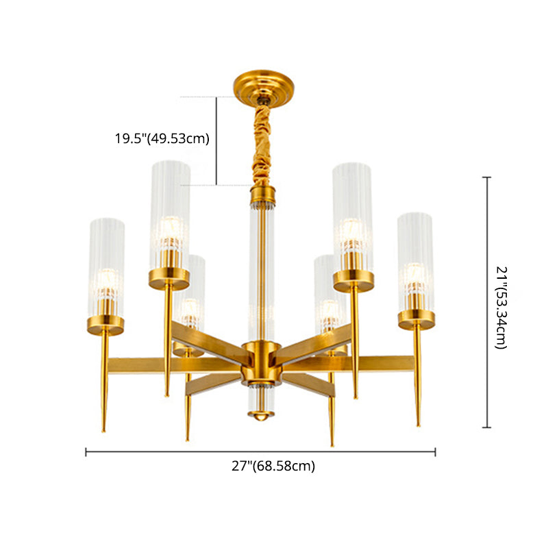 Cilíndrico de metal Candelier Chandelier Contemporáne de lámpara de lámpara de lámpara en oro