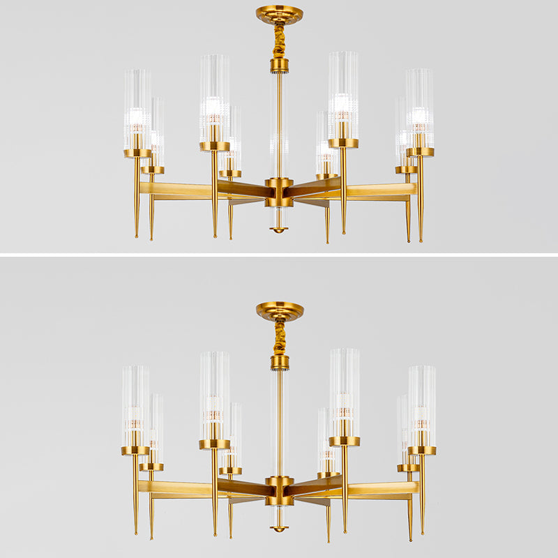 Cilíndrico de metal Candelier Chandelier Contemporáne de lámpara de lámpara de lámpara en oro