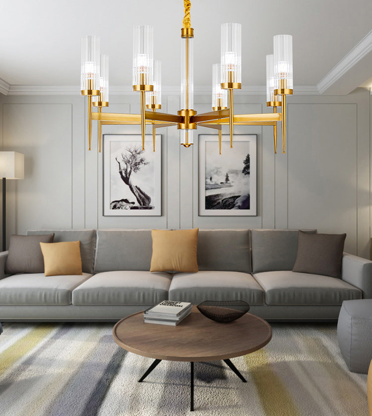 Cilíndrico de metal Candelier Chandelier Contemporáne de lámpara de lámpara de lámpara en oro