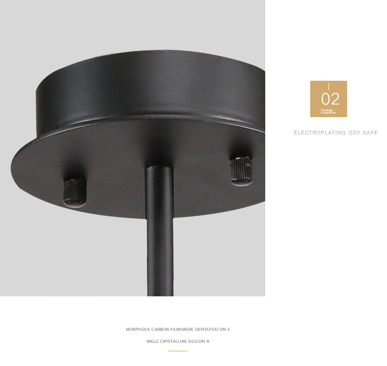 Lámpara de lámpara sombreada de negro simplicidad estilo techo de metal luz colgante de techo