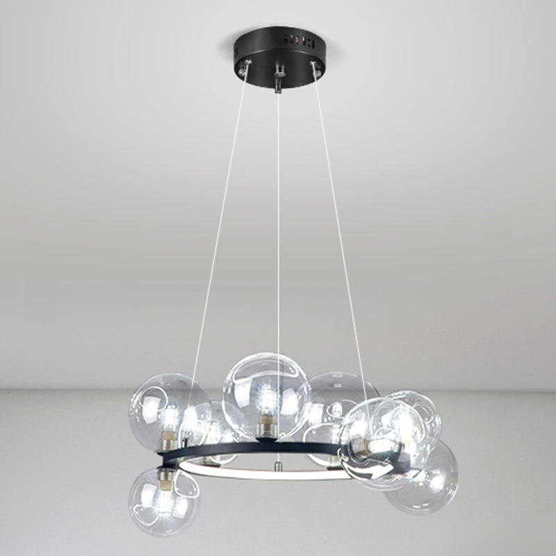 Almacina de vaso de vidrio creativo redondo LED LED Minimalismo Contemporáneo accesorio de iluminación con alambre de suspensión ajustable de 47 "