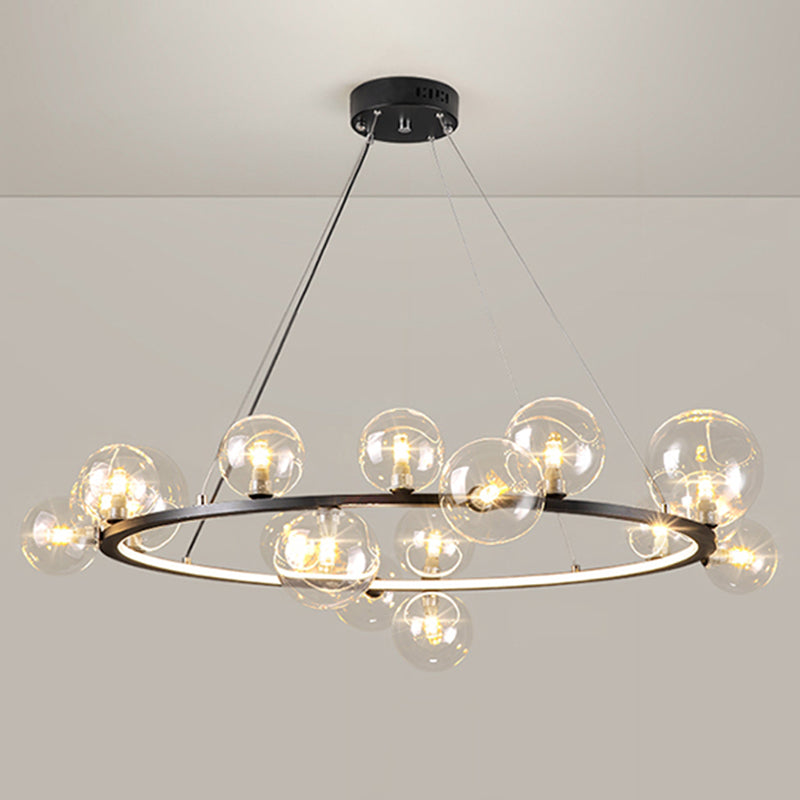 Almacina de vaso de vidrio creativo redondo LED LED Minimalismo Contemporáneo accesorio de iluminación con alambre de suspensión ajustable de 47 "