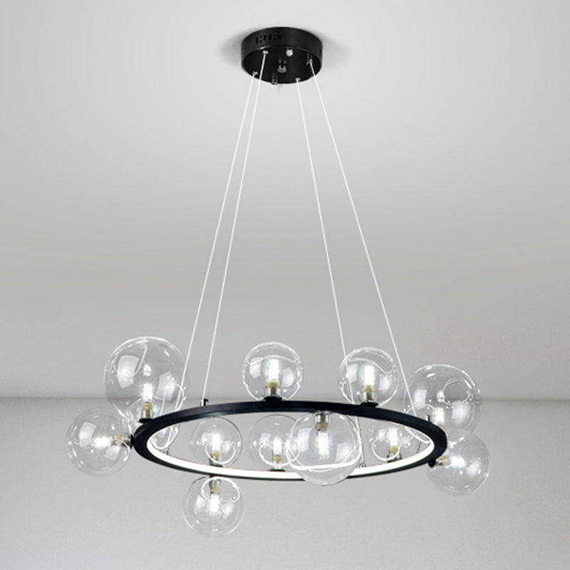 Almacina de vaso de vidrio creativo redondo LED LED Minimalismo Contemporáneo accesorio de iluminación con alambre de suspensión ajustable de 47 "