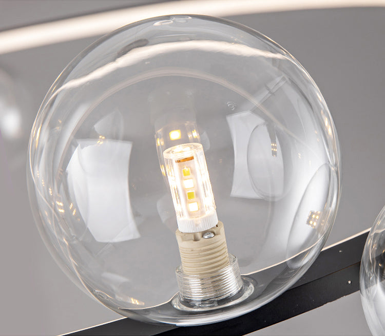 Almacina de vaso de vidrio creativo redondo LED LED Minimalismo Contemporáneo accesorio de iluminación con alambre de suspensión ajustable de 47 "