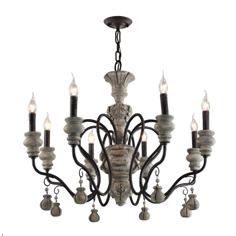 Vintage Candlesticks Styling Resin Chandelier Metal Gooseneck Arm Design Rustic Style Lighting Pendant