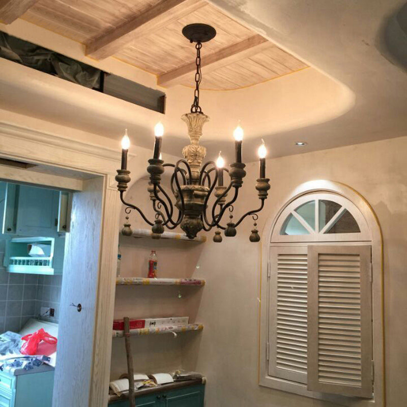 Vintage Candlesticks Styling Resin Chandelier Metal Gooseneck Arm Design Rustic Style Lighting Pendant