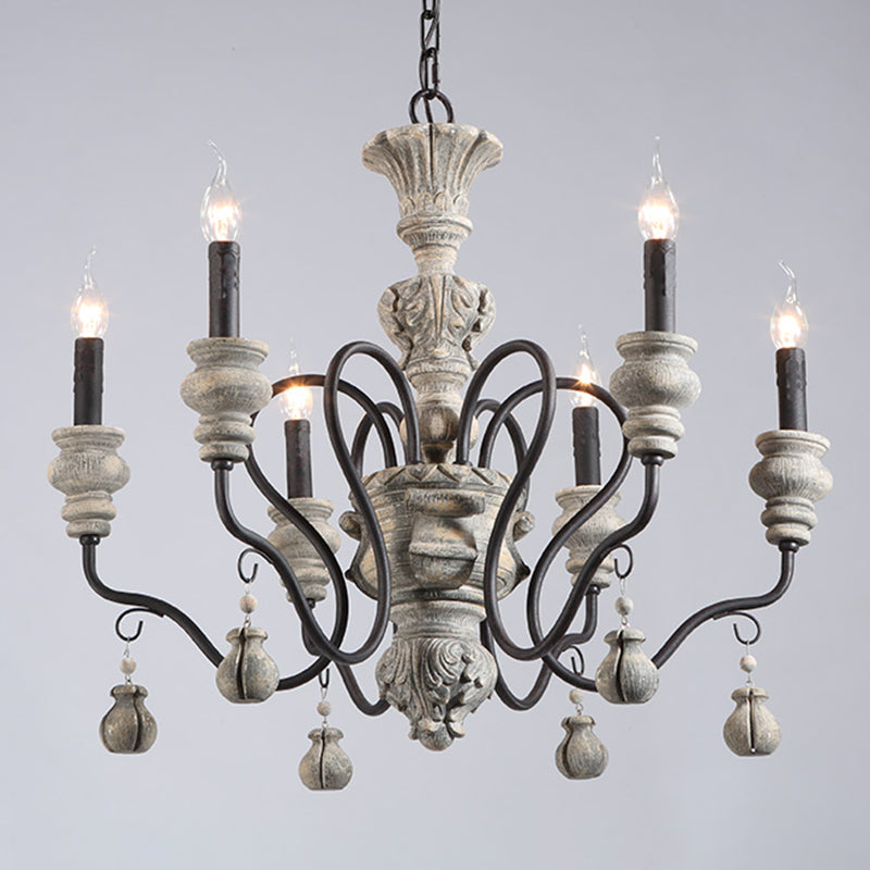 Vintage Candlesticks Styling Resin Chandelier Metal Gooseneck Arm Design Rustic Style Lighting Pendant