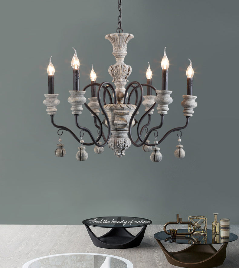 Vintage Candlesticks Styling Resin Chandelier Metal Gooseneck Arm Design Rustic Style Lighting Pendant