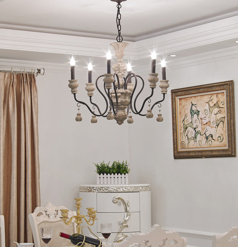 Vintage Candlesticks Styling Resin Chandelier Metal Gooseneck Arm Design Rustic Style Lighting Pendant