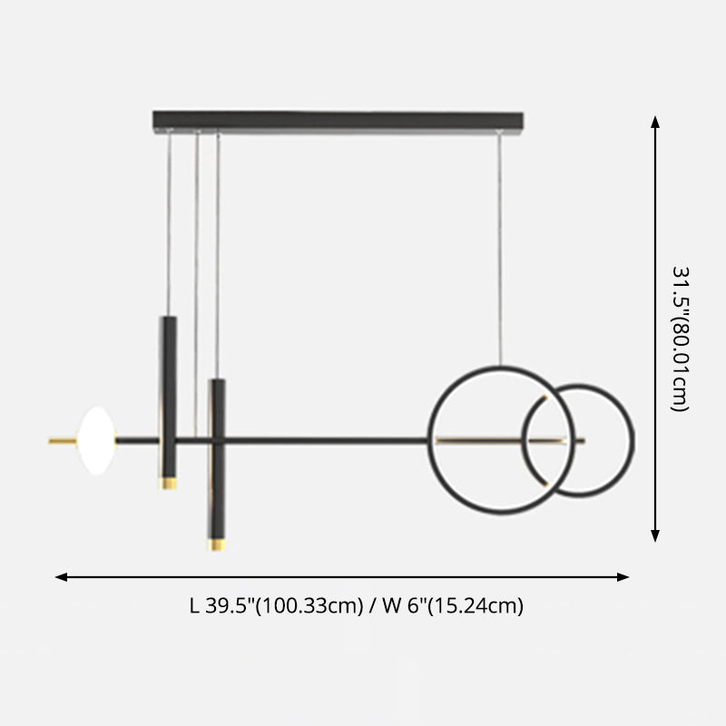 Modern Cylinders Island Chandelier Lights Metal Island Pendant