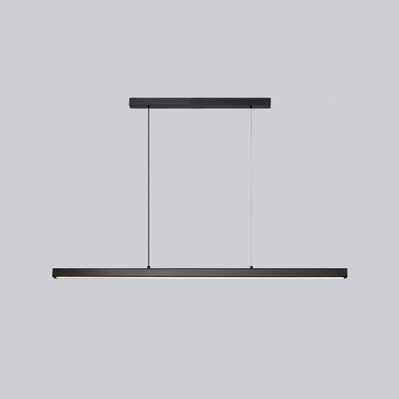 Nordic Minimalism LED Island Light Aluminum Long Strip Dining Room Lighting Fixture with 59" Adjustable Suspension Wire