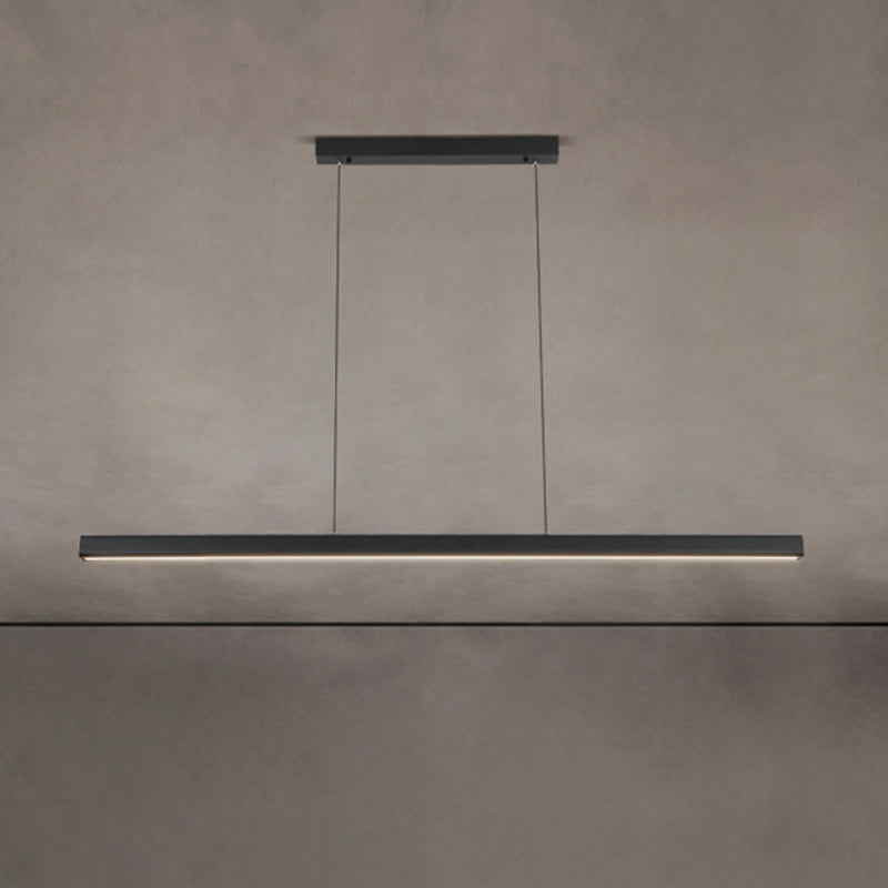 Nordic Minimalism LED Island Light Aluminum Long Strip Dining Room Lighting Fixture with 59" Adjustable Suspension Wire