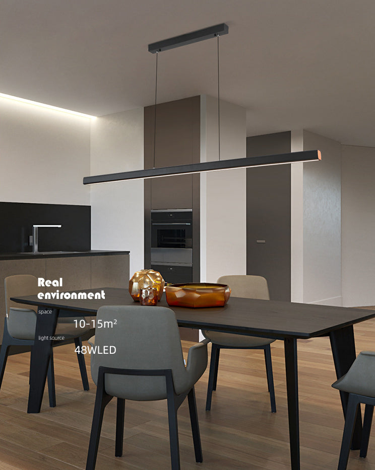 Nordic Minimalism LED Island Light Aluminum Long Strip Dining Room Lighting Fixture with 59" Adjustable Suspension Wire