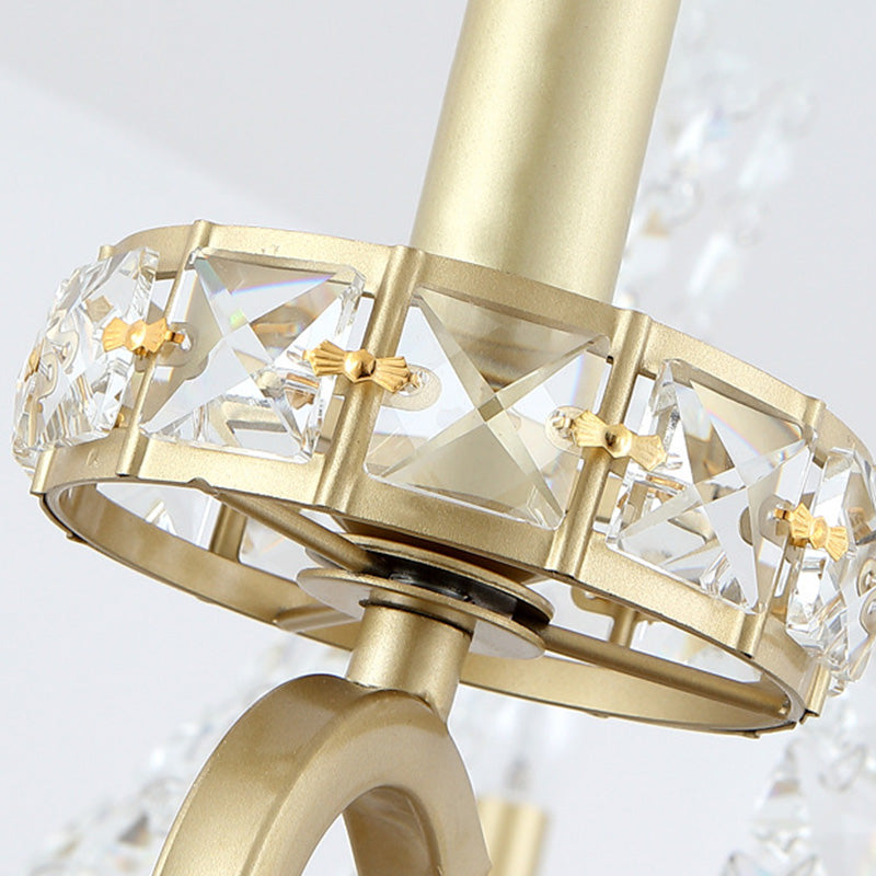 Lámpara de vela dorada lámpara de lámpara gota de cristal tradicional 5/8 luces salas de estar lámpara de estar kit