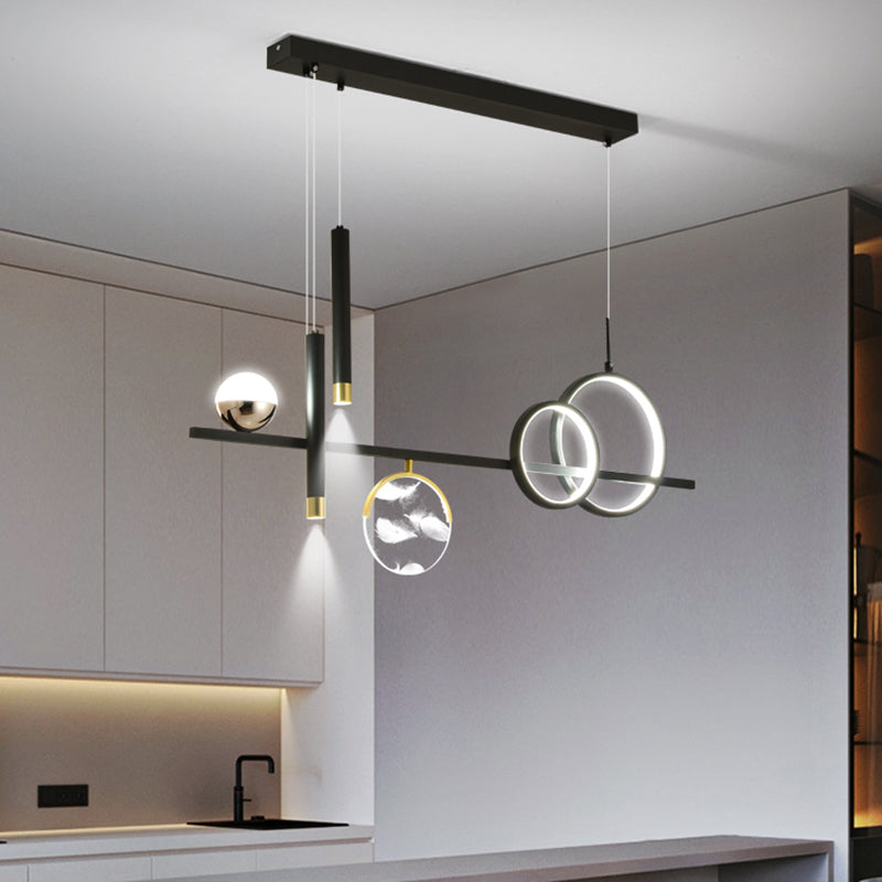 Modern Straight Bars Island Chandelier Lights Metal Island Lighting