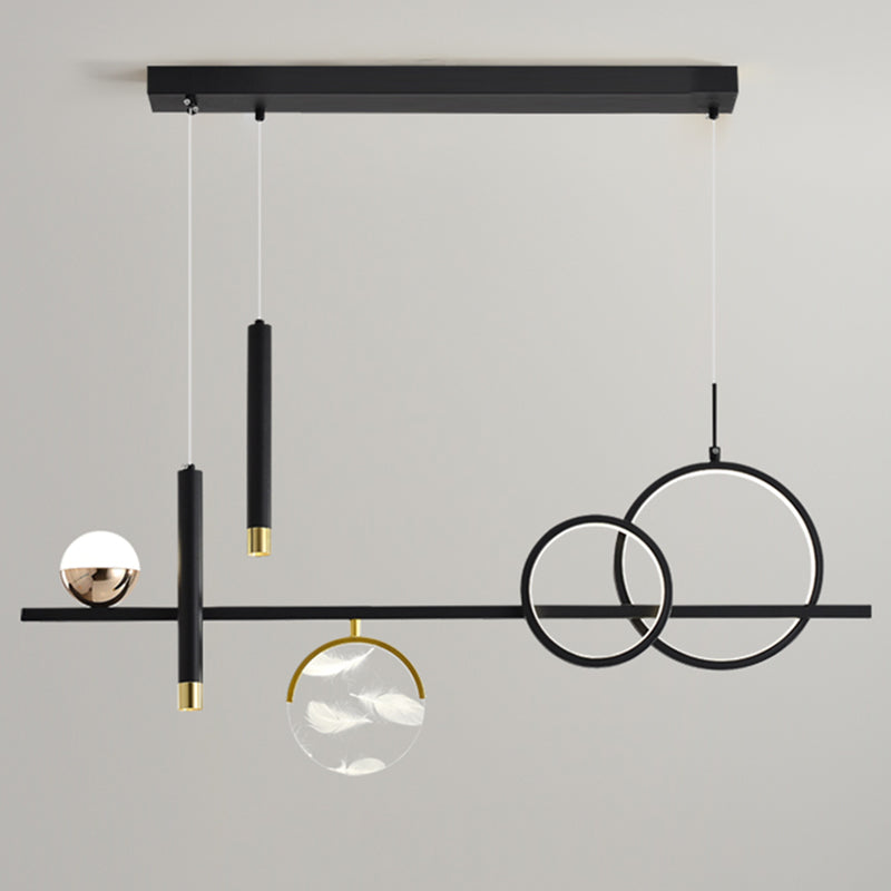 Modern Straight Bars Island Chandelier Lights Metal Island Lighting