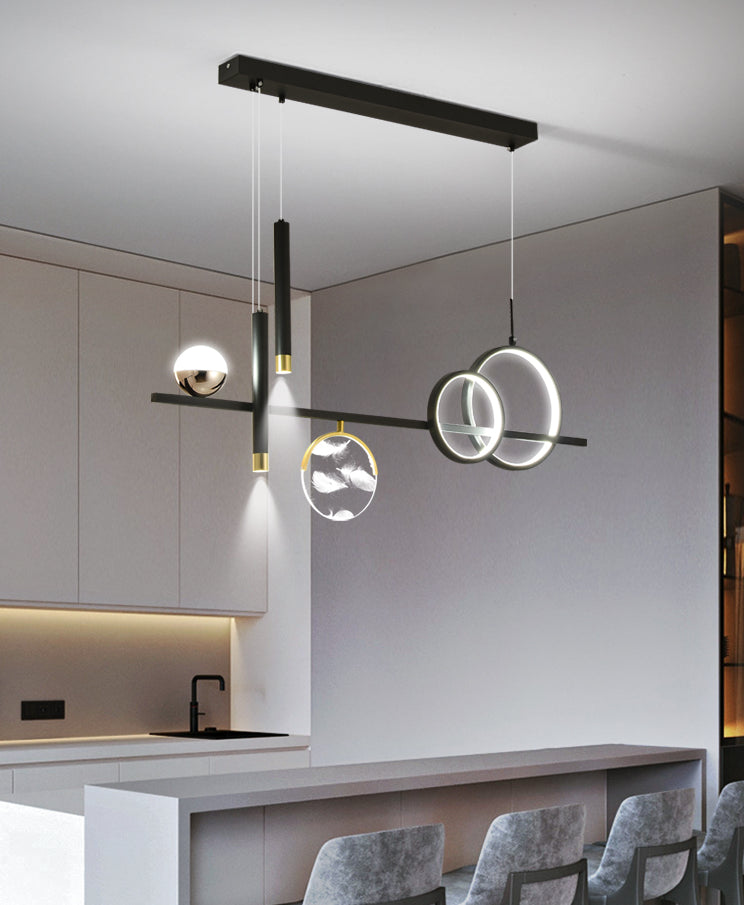 Modern Straight Bars Island Chandelier Lights Metal Island Lighting