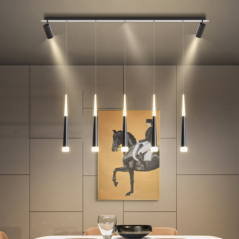 Torch-shaped LED Island Light with 360° Adjustable Spotlight Design Dining Room Lighting Fixture