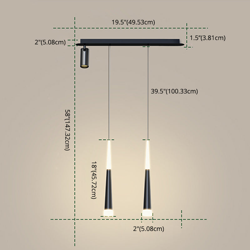 Torch-shaped LED Island Light with 360° Adjustable Spotlight Design Dining Room Lighting Fixture