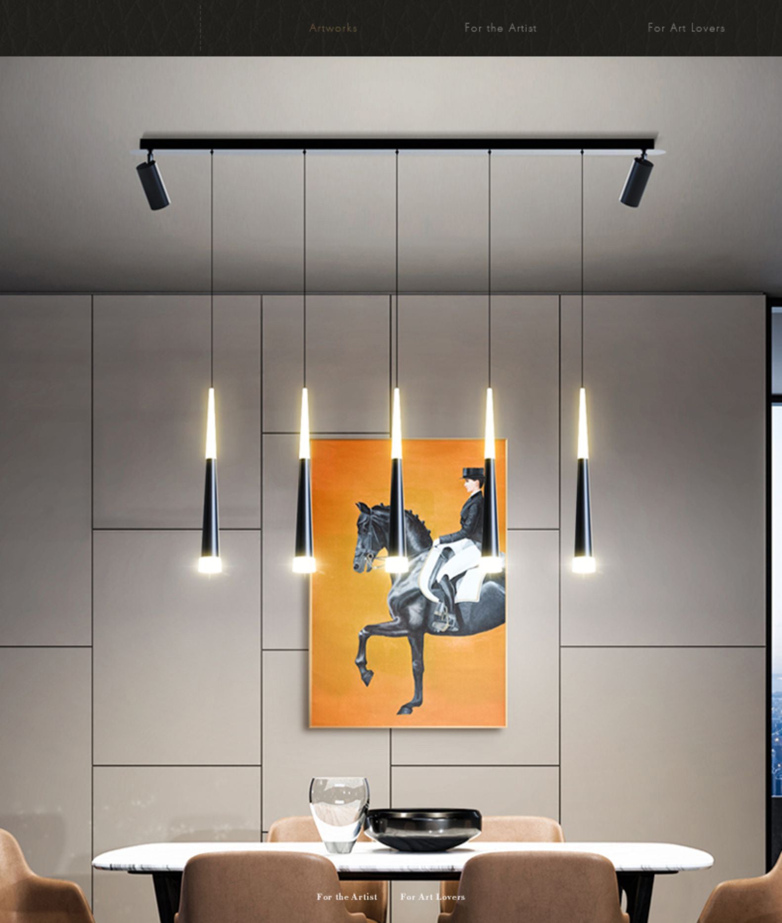 Torch-shaped LED Island Light with 360° Adjustable Spotlight Design Dining Room Lighting Fixture