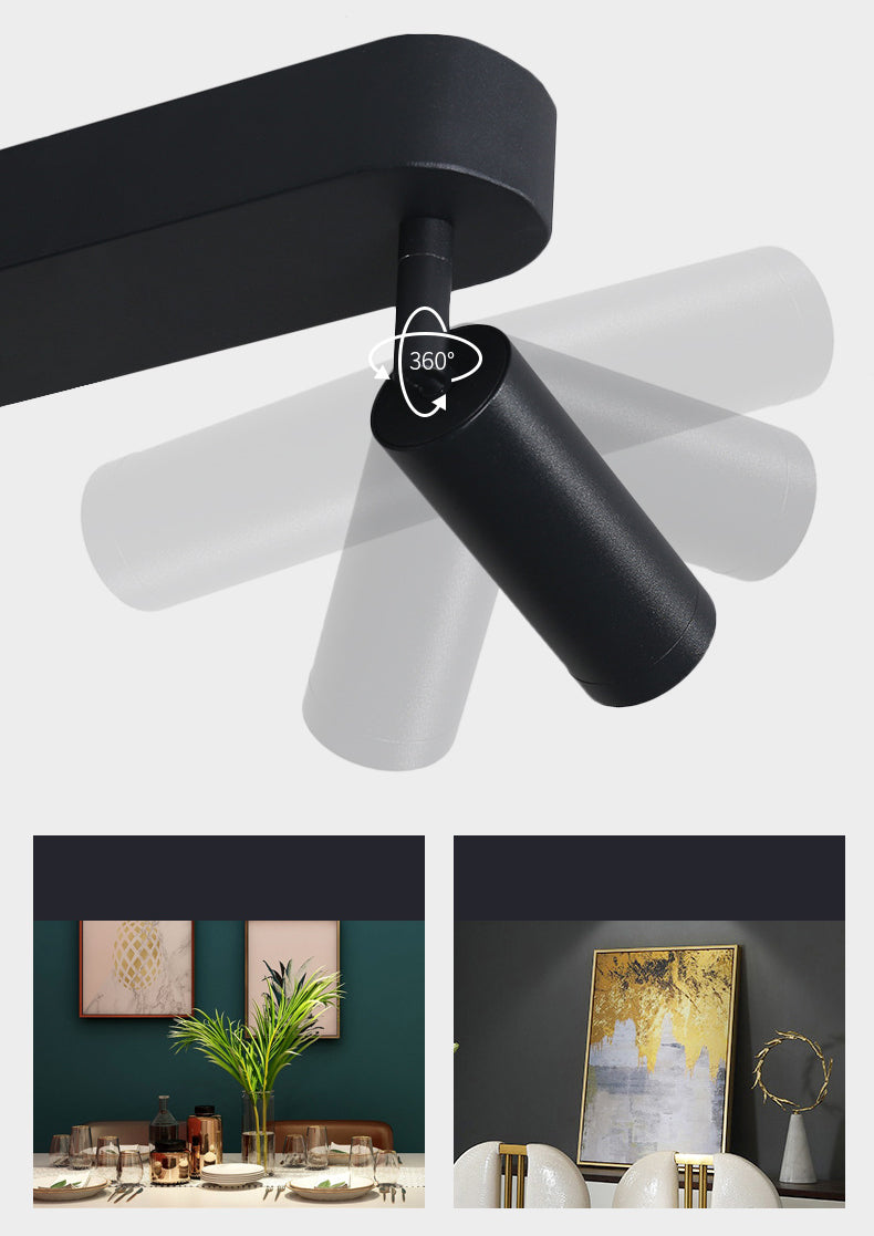 3-Lights Cylindrical LED Island Light Double Spotlight Design Modern Style Simplicity Lighting Pendant in Black