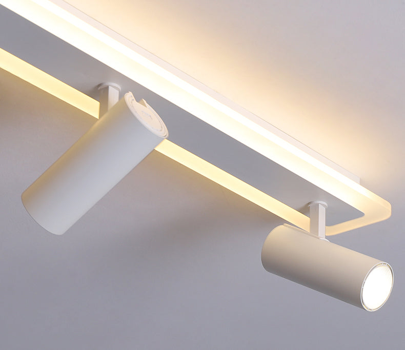 White Simplicity Long Strip LED Island Light Orb Mini Pendant Light + Spotlight Design Dining Room Creative Lighting Fixture