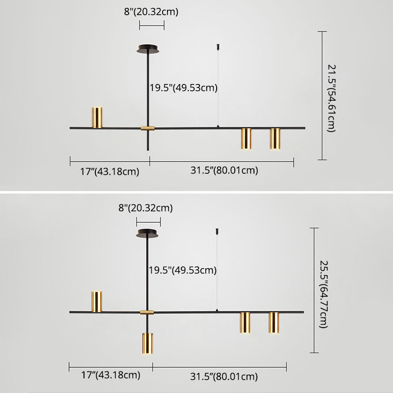 Mid-Century Cylinders Island Chandelier Lights Metal Island Lighting