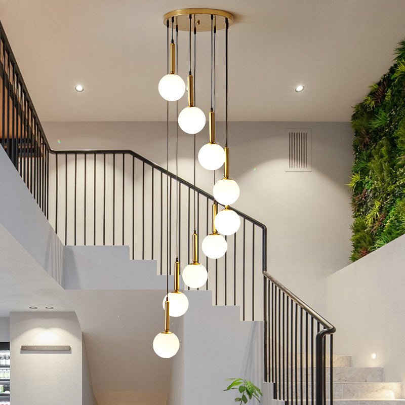 Modern Minimalist Multiple Globe Shade Pendant Light Metal Long Hanging Lamp for Living Room