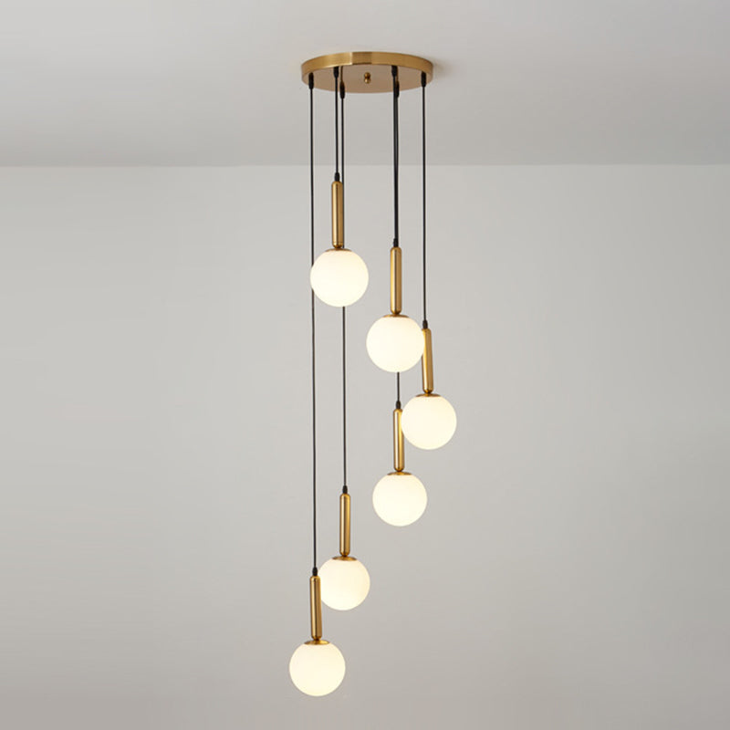 Modern Minimalist Multiple Globe Shade Pendant Light Metal Long Hanging Lamp for Living Room