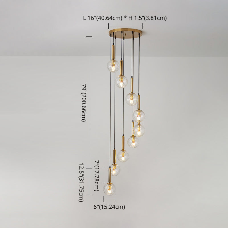 Modern Minimalist Multiple Globe Shade Pendant Light Metal Long Hanging Lamp for Living Room