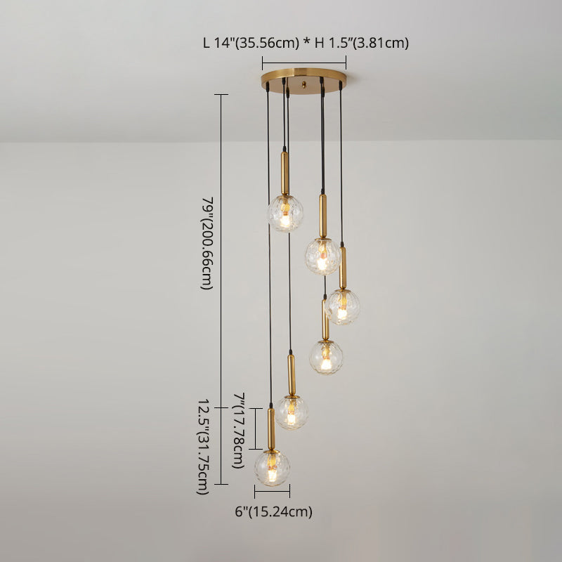 Modern Minimalist Multiple Globe Shade Pendant Light Metal Long Hanging Lamp for Living Room