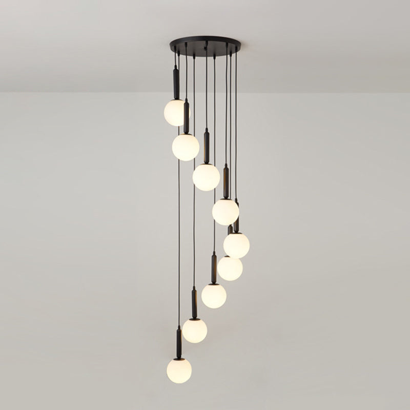 Modern Minimalist Multiple Globe Shade Pendant Light Metal Long Hanging Lamp for Living Room