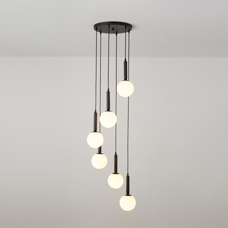 Modern Minimalist Multiple Globe Shade Pendant Light Metal Long Hanging Lamp for Living Room