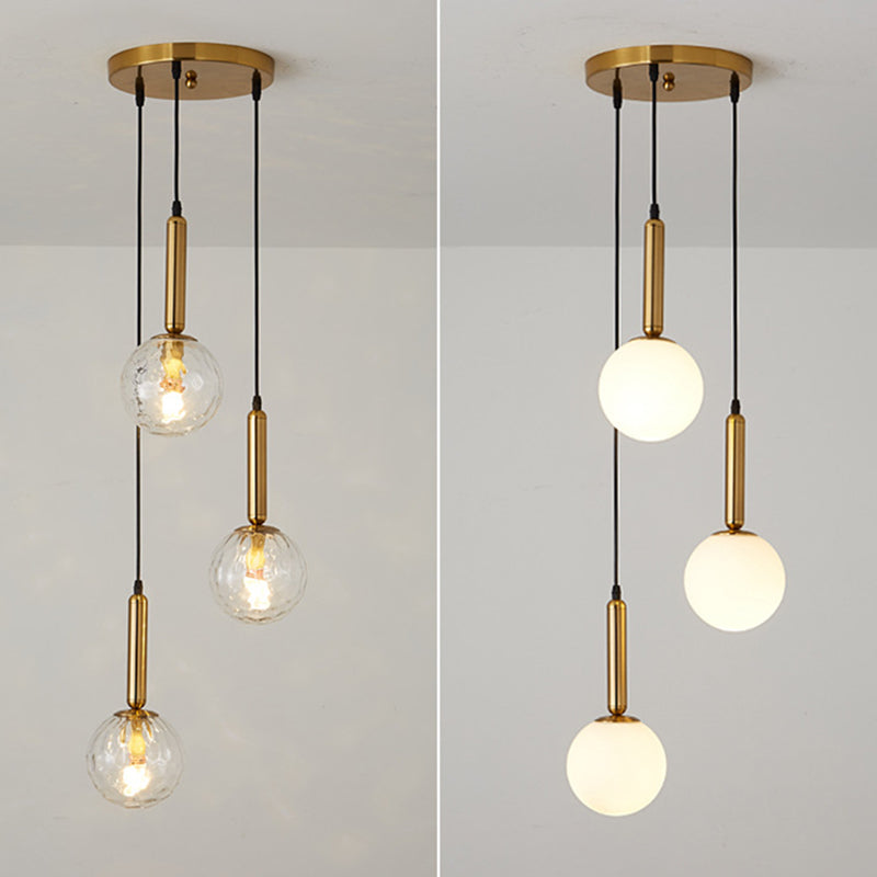 Modern Minimalist Multiple Globe Shade Pendant Light Metal Long Hanging Lamp for Living Room