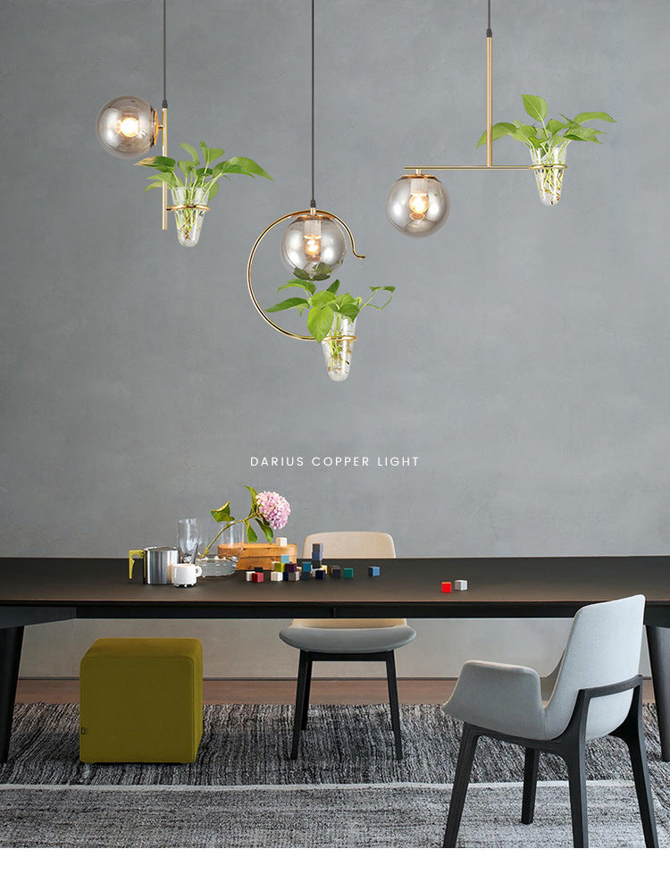 1 Light Hydroponics Botany Pendant Light moderne moderne Minimaliste en verre sphérique Salle de restauration