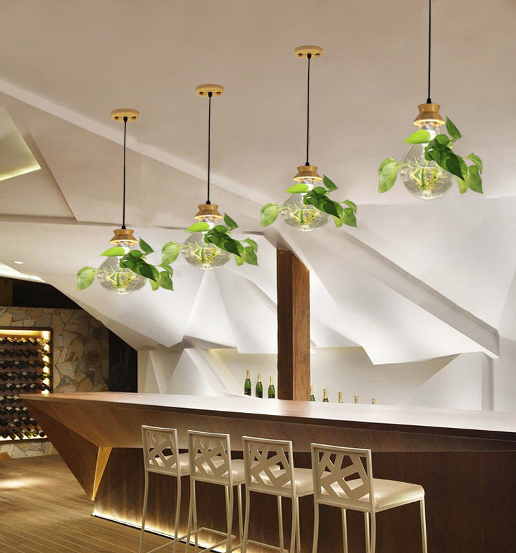 Contemporary Design Bulb Glass Shade Hanging Lamp Hydroponics Plant Drop Pendant for Coffee Shop